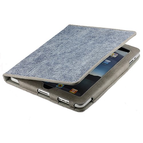 New Denims/Jeans Protective FLIP Case Cover Pouch with Kickstand For Apple iPad Wifi 3G 32G 64GB 3 Way View (New version)