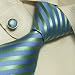 Blue green striped men ties birthday gift mens accessories silk neck tie cuff links set A1049