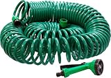 30 METRE COIL 30M 100FT RETRACTABLE GARDEN HOSE REEL PIPE WITH SPRAY GUN NOZZLE