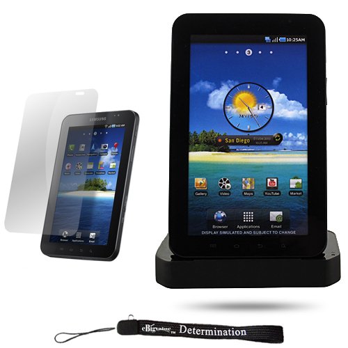 Black Charging Station Dock with LED Indicator / Cradle Stand for New Samsung Galaxy Tab Tablet Device + Includes a Durable Screen Protector