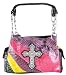 Multicolor Striped Gothic Cross Mock Snakeskin Handbag