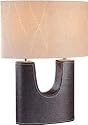 LS-20208LTR TABLE LAMP, GENUINE LEATHER W/OVAL SUEDE SHADE, TYPE A 60Wx2 by Lite Source
