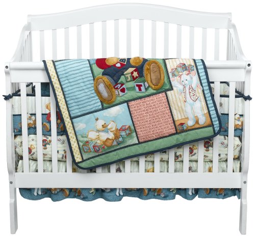Springmaid Baby Blue Jean Teddy Building Blocks Four Piece Nursery Collection