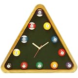 Pool Rack Quartz Clock with Solid Wood Frame - Billiards > Novelty Clocks