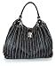 Gucci Inspired Designer Stripe Stitched Handbag in Black