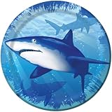 Creative Converting Shark Splash Round Dessert Plates, 8 Count