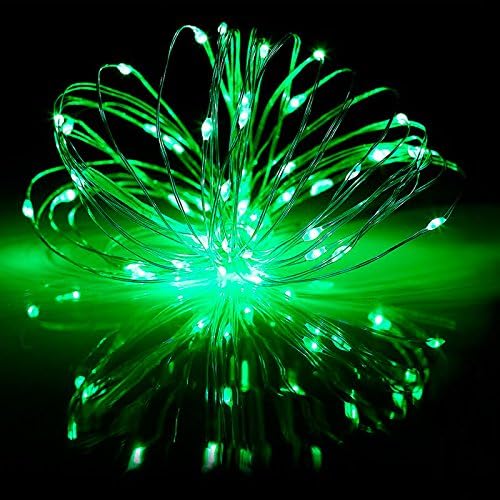 (Pack of 4) LED fairy string light for indoor &amp; outdoor decoration, copper wire, 30 LEDs, 3x AA battery powered (3m, Green)