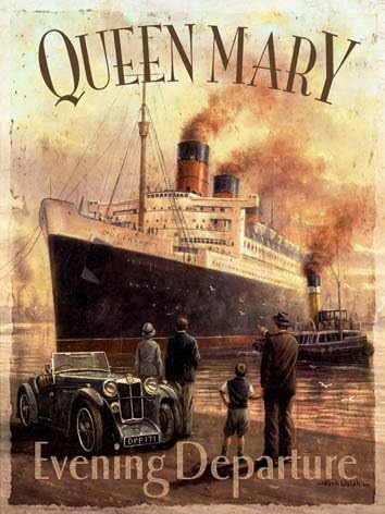 FRENCH VINTAGE METAL SIGN 40x30cm RETRO POSTER QUEEN MARY BOAT