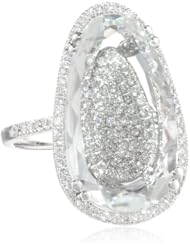 Suzanne Kalan "Vitrine" Pear White Topaz and Diamond Bezel Ring