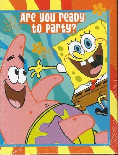 SPONGEBOB SQUAREPANTS PARTY INVITATIONS (8 INVITATIONS ; 8 THANK YOU POSTCARDS)