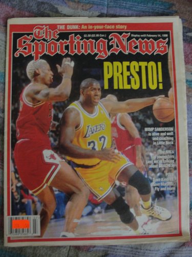 The Sporting News Magazine "Display until February 14 1996: "Presto", Magic Johnson driving on Dennis Rodman on the cover