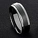 MNH Tungsten Carbide Black Men's Wedding Band Brushed Matte Finish Polished Edge Engagement Ring, 11