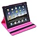 HDE Rotating iPad Case Magnetic Folding Leather Cover Folio Flip Stand for Apple iPad 2 iPad 3 iPad 4 (Pink Cartoon)
