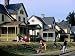 Children Playing Outside Historic Army Housing at Fort Worden State Park, Port Townse...