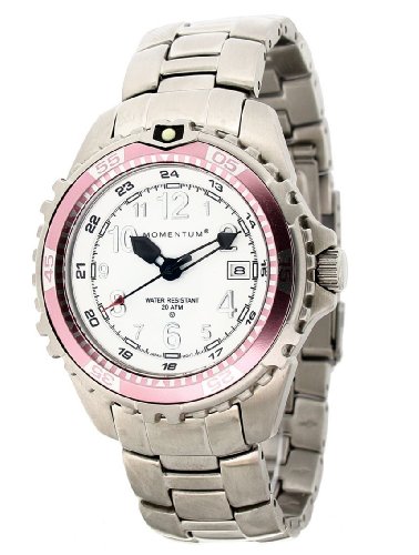 New St. Moritz Momentum M1 Twist Women's Dive Watch & Underwater Timer for Scuba Divers with Pink Bezel & Stainless Steel Band