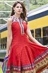 Readymade Salwar Red Jacquard Anarkali Suit