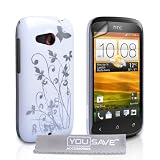HTC Desire C Case White Butterfly Hard Cover With Screen Protectorby Yousave Accessories