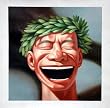 Hand painted Chinese Contemporary Art Oil Painting- cynical realism, iconic laughing Roman face