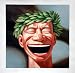 Hand painted Chinese contemporary art - cynical realism, iconic laughing Roman face
