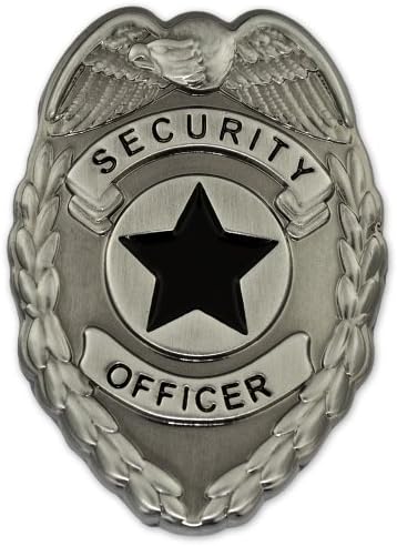 Security Officer Badge Lapel Pin- Antique Silver