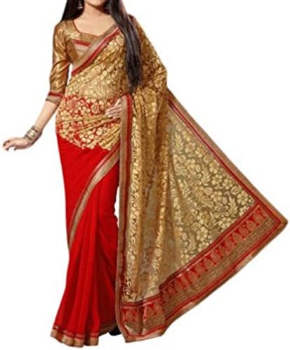 Bollywood Traditional Indian Embriodered Fashion Chiffon, Brasso Sari Saree With Un-Stitched Blouse