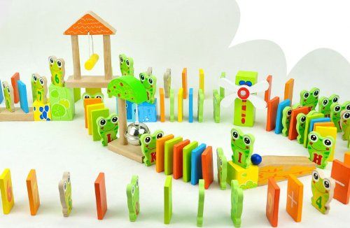 Lujex High Quality Wooden Letters & Numbers Domino Building Blocks 100 Pcs