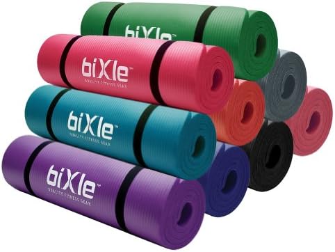 Bixle® 1/2-inch Extra Thick (15mm) 72-inch Long High Density Exercise Yoga Mat with Comfort Foam and Carrying Straps