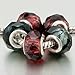 Handcrafted 5 Clear Red Deep Green Glass Pandora title=