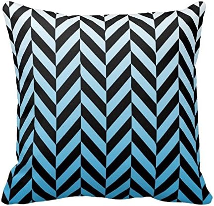 Home Style Chevron Pattern- Blue and Black Zigzag Design Pillow Cover