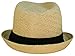Fedora Hat - Natural Color Straw with Black Band, Natural, One Size