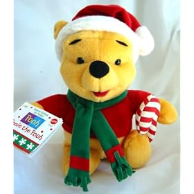1998 Holiday Winnie the Pooh w/Candy Cane 10" Plush