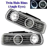 99 00 01 02 Chevy Silverado 00-03 Suburban/Tahoe Dual Halo Black Projector Headlights