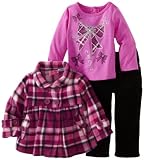 Young Hearts Baby-girls Infant 3 Piece Plaid Polar Fleece Bow Set