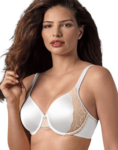 Bali Women's One Smooth U Bra With Lace Side Support, White/Soft Taupe, 40B