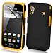 Supergets H�lle f�r Samsung Galaxy Ace S5830 2-Teilige H�lle in Gelb Silikon und Polycarbonat Doppelabsicherung / Kombo Harte Und Weich Schutzh�lle / Silikonh�lle Tasche Etui Schale Case, Plus Mit Displayschutzfolie und Reinigungstuch