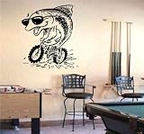 Wall Sticker Mural Vinyl Motocross Fish on a Bike Bicycle Bike Bmx Logo S5651