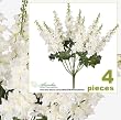 FOUR 26" Delphinium Artificial Flower Bushes in Bridal White for home or wedding decoration