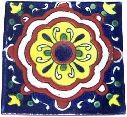 12 Hand Painted Talavera Mexican Tiles 4"x4" Spanish Influence