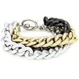 Kenneth Jay Lane 3Row Gold Gunmetal and Rhodium Lin