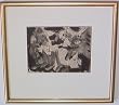 Erotic Scene By Carmel Artist Victor Di Gesu Ink & Pen on Paper (Newsprint) - Framed Artwork