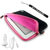 Kroo Glove Sleeve Case with extra pocket For Barnes & Noble Nook E-Reader + Includes a 4-Inch eBigvalue Determination Hand Strap + Easy Travel Car Charger