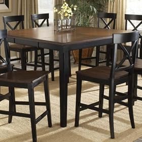 Englewood Rectangle Leg Counter height Gathering Table, BROWN CHERRY, RUBBED BLACK by Home Decorators Collection