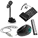 GTMax 5pcs- USB 1.3MP Digital Camera/Webcam with Installation Kits + Black USB Handheld Trackball Finger Mouse + Black USB/PS2 Flexible Silicone Keyboard + 3 LED USB Flexible Laptop Light (Silver) + Black 10 Ports USB HUB 2.0 with Power Adapter