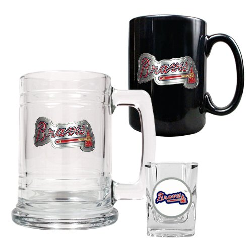 Atlanta Braves MLB 15oz Tankard, 15oz Ceramic Mug & 2oz Shot Glass Set - Primary Logo