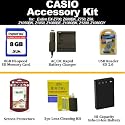 Casio Exilim EX-Z700 Z600BK Z750 Z50 Z1050BK Z1050 Z1080BE Z1080BK Z1200 Z1080GY Exclusive Kit Includes Transcend 8GB Secure Digital High Capacity (SDHC) Card Class + NP-40 Extended Battery + AC/DC Charger + Card Reader + More