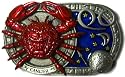 CANCER THE CRAB, ZODIAC HOROSCOPE SIGN BELT BUCKLE + display stand