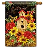 IMAGE OF Garden Birdhouse Seasonal House Flag