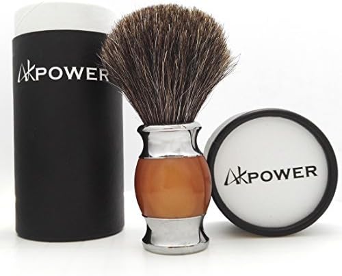 AKPOWER 100% Pure Black Badger Hair Shaving Brush by AKPOWER