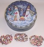 Scott's Cakes 1 lb. Dark Chocolate Covered Pretzel with Chocolate Chips & Jimmies in a Warm Wishes Tin