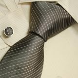 Brown striped neckties Peru boy friends presents mens accessories silk ties cufflinks set 5141